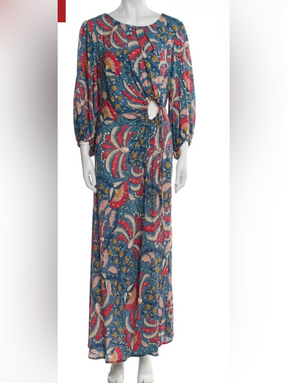 Women's Blue Floral Print Jumpsuit with Waist Tie